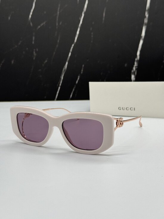 NEW GUCCI GG1566S 003 SUNGLASSES GOLD/WHITE WOMEN EYEWEAR